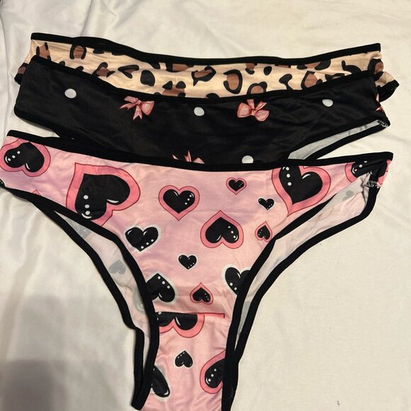 Morvia 3pk bows Hearts Pattern Leg Hip Woman’s panties 2XL Lingerie Valentines - Picture 2 of 11